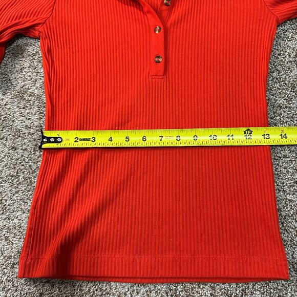 LOFT Women's Ribbed Polo Shirt Petite Size SP In Red - Picture 6 of 10